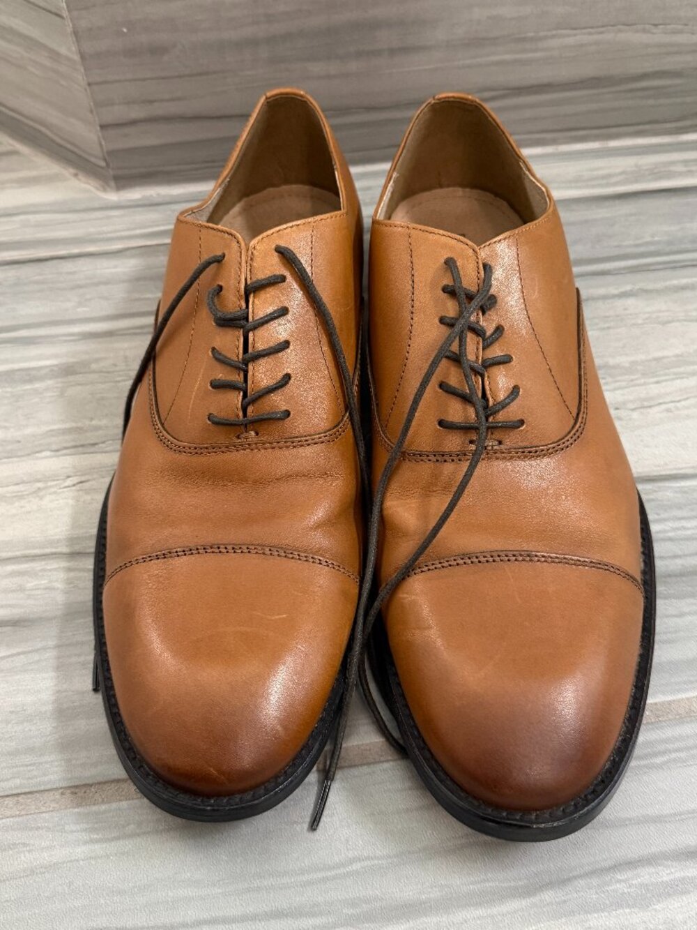 Banana Republic Mens Leather Wingtip Dress Shoes Cognac Brown 11
